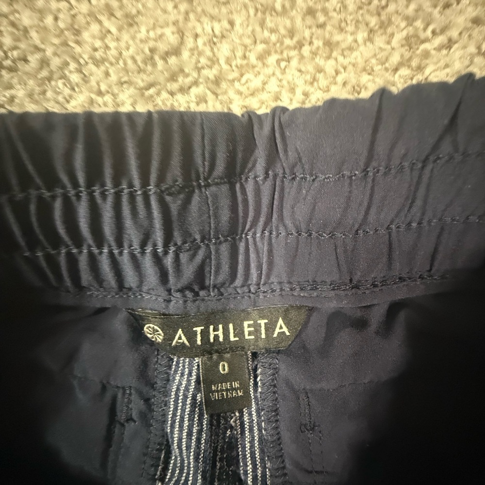 Athleta Navy White Double Layer Fall Pinstripe Dr… - image 2
